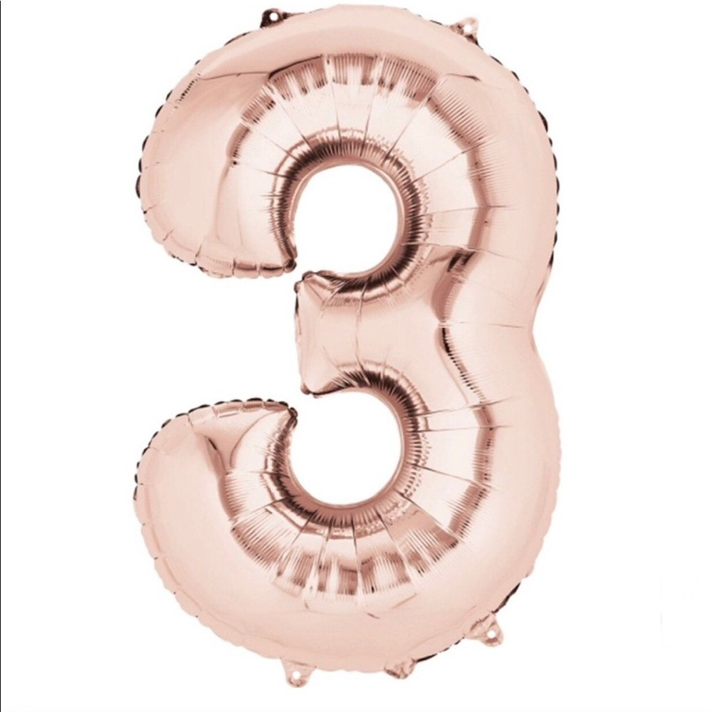 Large Rose Gold Foil Balloon - Number 3